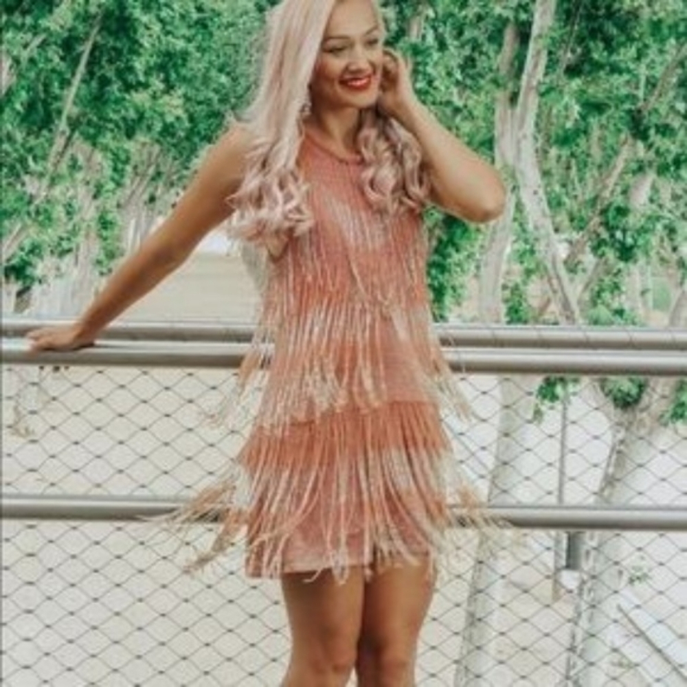 Zara Limited Edition Beaded Fringe Dress Small - Picture 1 of 9